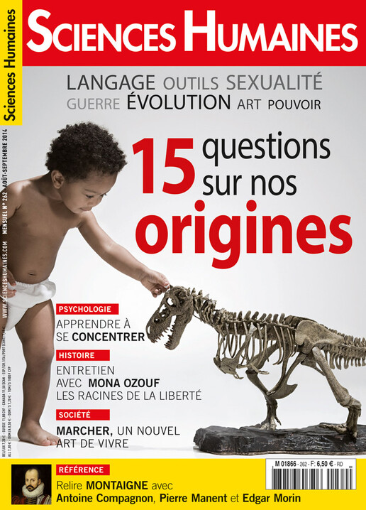 Couverture Mensuel Sciences Humaines n°262 : Préhistoire : 15 questions sur nos origines