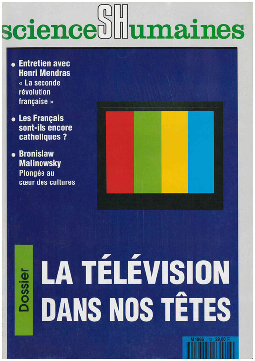 Couverture Mensuel Sciences Humaines n°13 : La télévision dans nos têtes