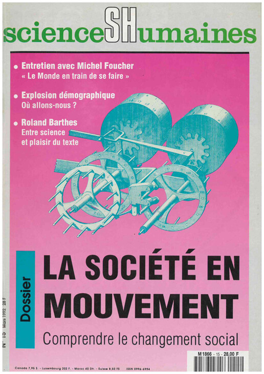 Couverture Mensuel Sciences Humaines n°15 : La société en mouvement. Comprendre le changement social