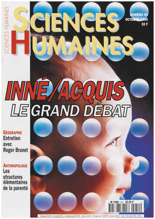 Couverture Mensuel Sciences Humaines n°54 : Inné/acquis, le grand débat
