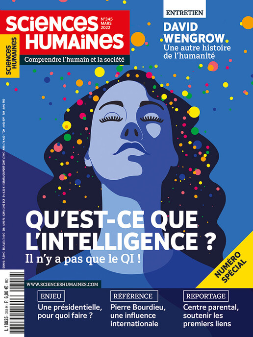 Couverture Mensuel Sciences Humaines n°345 : Qu'est-ce que l'intelligence ? Il n'y a pas que le QI !