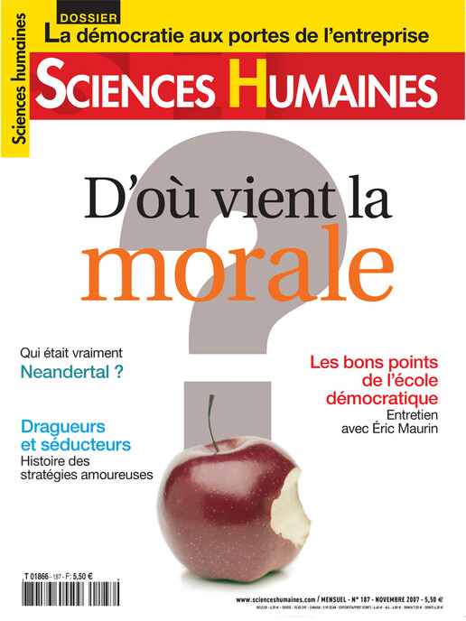 Couverture Mensuel Sciences Humaines n°187 : D’où vient la morale ?