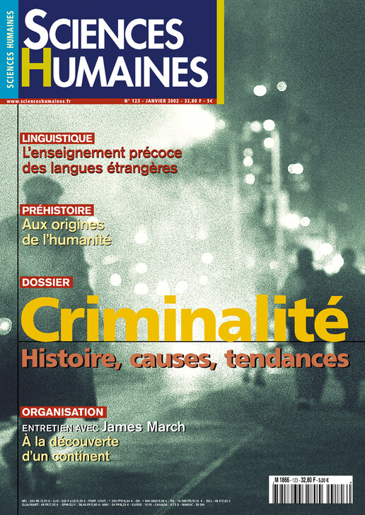 Couverture Mensuel Sciences Humaines n°123 : Criminalité : histoire, causes, tendances