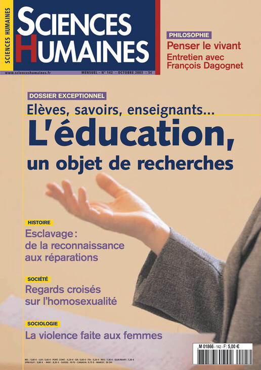 Couverture Mensuel Sciences Humaines n°142 : L'éducation, un objet de recherches