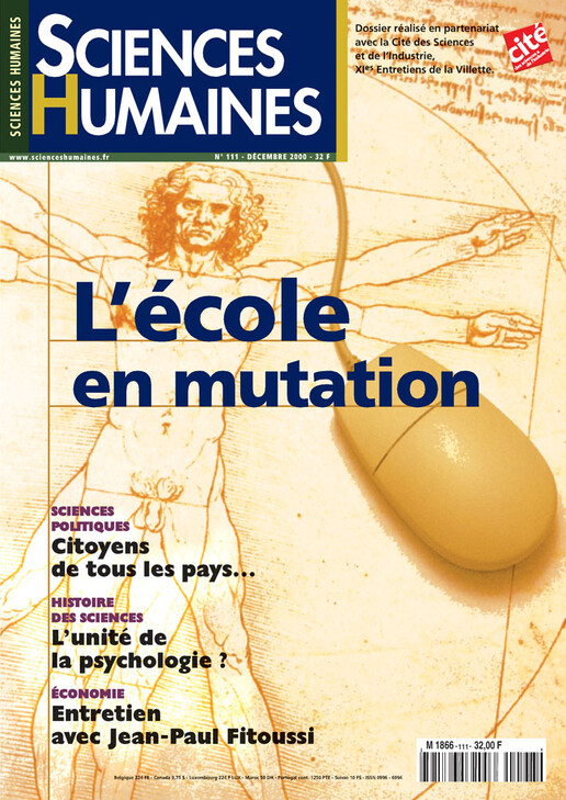 Couverture Mensuel Sciences Humaines n°111 : L'école en mutation